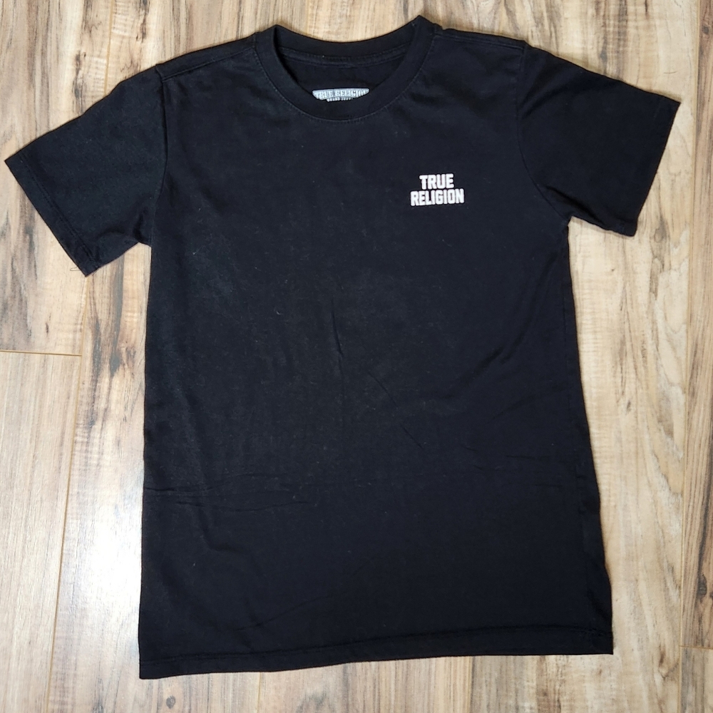 True Religion Black Tee T-Shirt Boys Large Logo